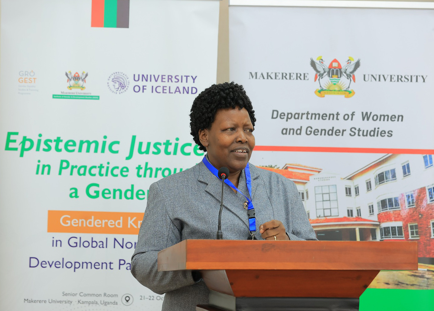 Assoc. Prof. Ruth Nsibirano, Ag. Director, Institute of Gender and Development Studies giving her opening remarks during the conference