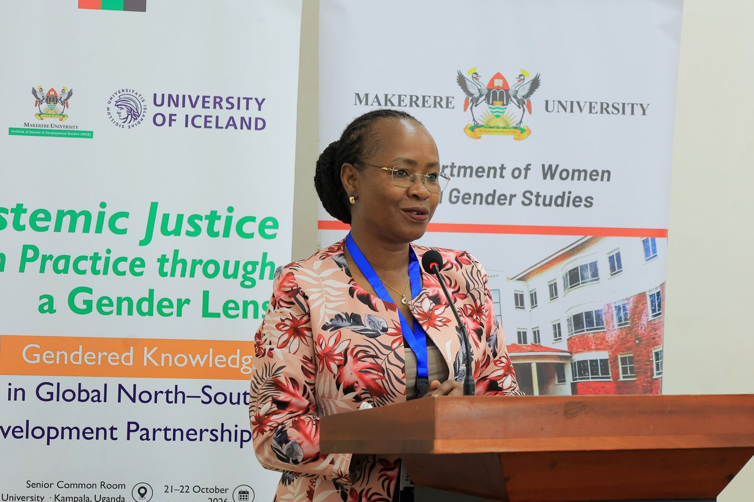 Prof. Sarah Ssali, who represented the Vice Chancellor giving the opening speech during the conference
